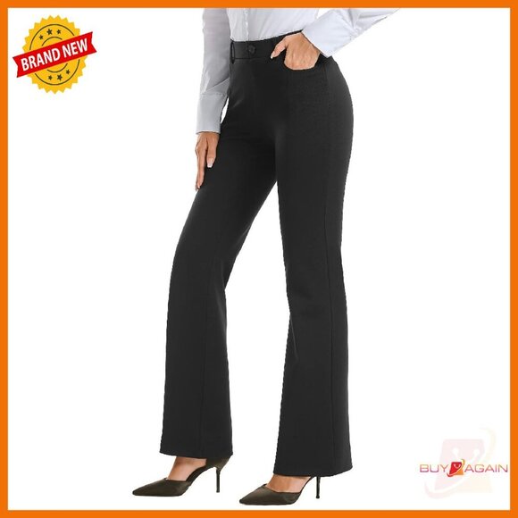 Bootcut Dress Pants Pull-On Stretch Work Slacks Pockets